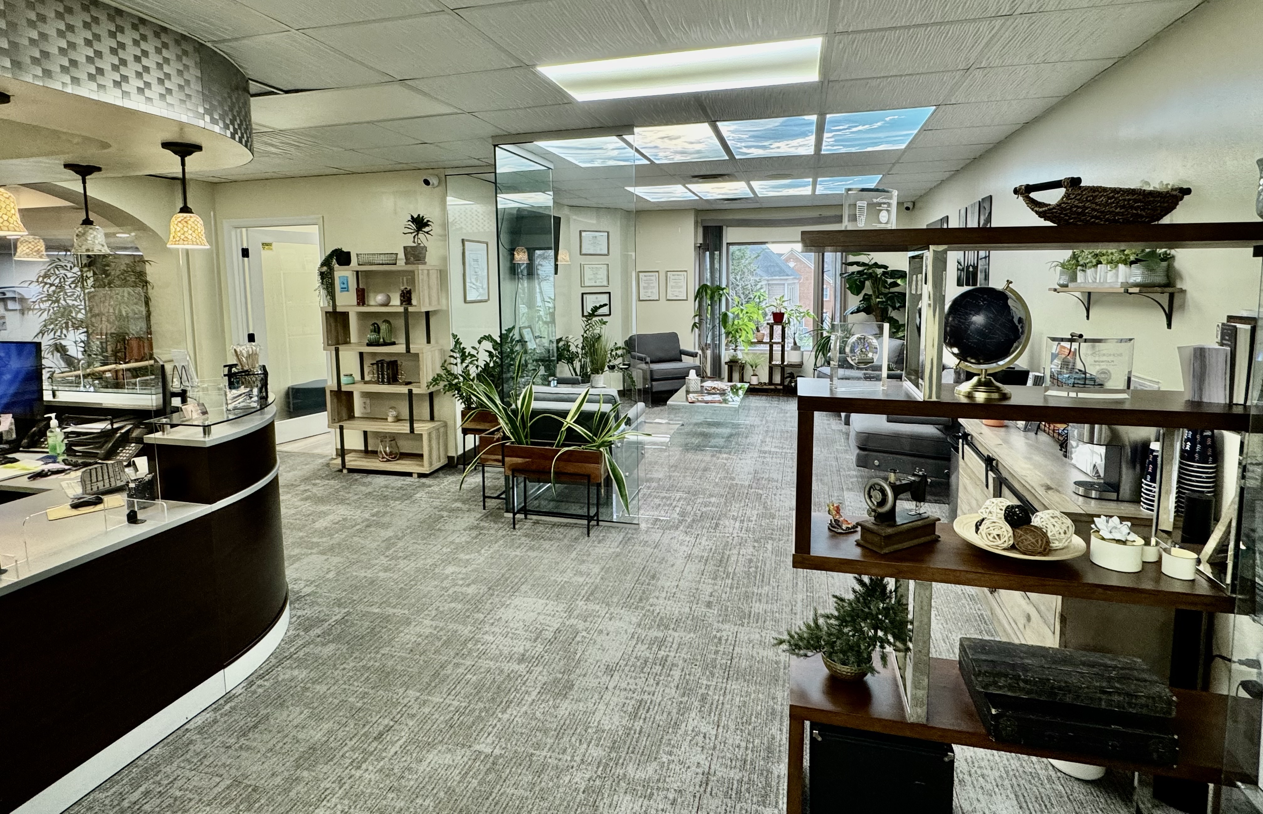 Comfortable patient consultation room at Oakton Dental Implants office